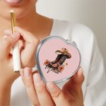 Nacimiento Personalizado Flor Botas Vaqueras Western Sombrero Diseño Espejo de Maquillaje con Nombre Accesorios de Viaje Portátil Regalo de Cumpleaños para Mujer