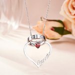 Personalisierte Name Halskette mit Geburtsstein in Herzform Ringhalter Anhänger Eleganter Schmuck Geburtstag Jahrestag Valentinstag Geschenk für Damen