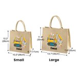 Personalisiertes Tote Bag Jute-Tasche Hase Cartoon Charakter Bagger Ostereier mit Namen Ostern Party Geburtstag Geschenk für Jungen Mädchen