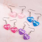 Boucles d'oreilles pailletées Police Style Fashion Rose Acrylique avec Nom Cadeau pour Elle