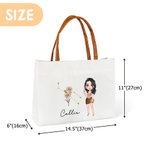 Segno zodiacale personalizzato nascita fiore personaggio cartone animato tela Tote Bag con nome e manico in pelle regalo di compleanno per le donne