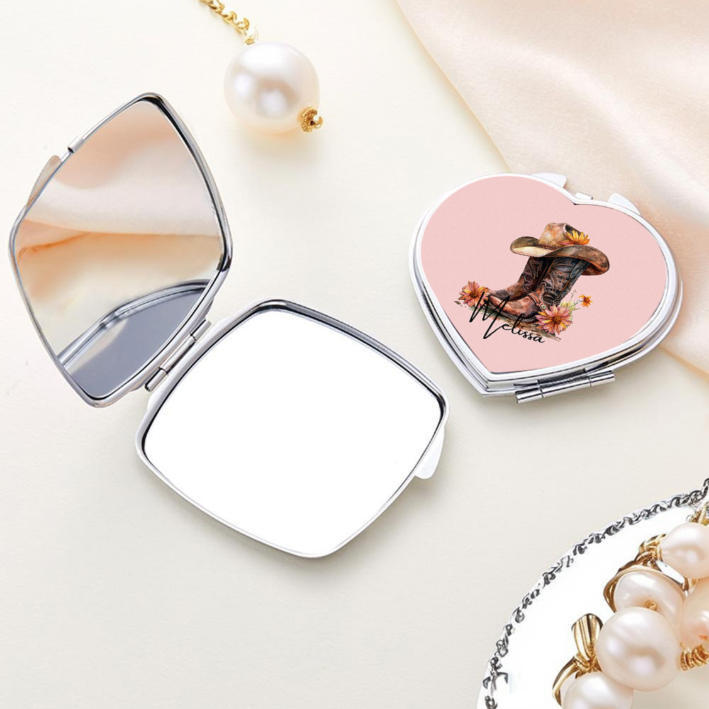 Miroir de maquillage avec nom Accessoires de voyage portables Cadeau d'anniversaire pour femmes
