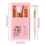 Personalized Fashion Girl Birth Flower Name Makeup Brush Box Set with 5 Pcs Brushes and Mirror Travel Accessories Birthday Wedding Gift for Women