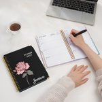 Personalized Birth Flower 2025 Planner Spiral A5 Name Notebook with Weekly and Monthly Planning Pages Birthday New Year Gift for Family Friends