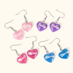 Boucles d'oreilles pailletées Police Style Fashion Rose Acrylique avec Nom Cadeau pour Elle