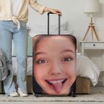 Personalized Funny Face Photo Double-sided Luggage Protective Cover Fits 18-32 Inches Suitcase Travel Accessories Gift for Travel Lovers