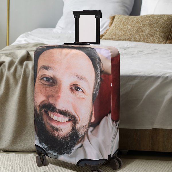 Personalized Funny Face Photo Double-sided Luggage Protective Cover Fits 18-32 Inches Suitcase Travel Accessories Gift for Travel Lovers
