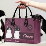 Borsa tote in pelle PU conciata a spina di pesce personalizzata con gatto nome e tracolla regalo perfetto per gli amanti dei gatti