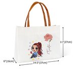 Personalisierte Mode Cartoon Mädchen Geburt Blume Name Canvas große Tragetasche mit Ledergriff Geburtstag Geschenk für Frauen