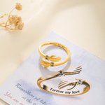 Personalised Birthstone Love Embrace Hug Adjustable Ring with Engraved Name and Card Dainty Jewellery Birthday Anniversary Gift for Women