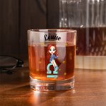 Personalized Cartoon Character Zodiac Sign 10oz Old Fashioned Whiskey Rocks Glass with Name Valentine's Day Birthday Gift for Wine Lovers