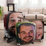 Personalized Funny Face Photo Double-sided Luggage Protective Cover Fits 18-32 Inches Suitcase Travel Accessories Gift for Travel Lovers