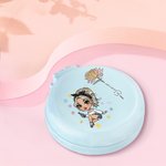 Personalizada de dibujos animados de moda de la muchacha del nacimiento de la flor portátil plegable de bolsillo de aire cojín peine del pelo con espejo y nombre de novia regalo de cumpleaños para las