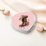 Nacimiento Personalizado Flor Botas Vaqueras Western Sombrero Diseño Espejo de Maquillaje con Nombre Accesorios de Viaje Portátil Regalo de Cumpleaños para Mujer