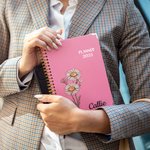 Personalized Birth Flower 2025 Planner Spiral A5 Name Notebook with Weekly and Monthly Planning Pages Birthday New Year Gift for Family Friends