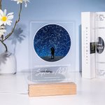 Personalisiertes Sternenhimmel Silhouette Nachtlicht mit Holzsockel Texte und Namen Geburtstag Jahrestag Geschenk für Famile Paare Absolventen