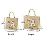 Personalised Cute Cartoon Character Bunny Floral Initial Jute Tote Bag with Name Easter Egg Hunting Party Favors Gift for Kids
