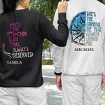 Personalised Anchor Compass Always Deserved Longed Couple T-shirt Sweatshirt Hoodie with Initial and Name Valentine's Day Anniversary Gift for Him Her