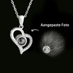 Gepersonaliseerde Sterling Zilveren Holle Hart Foto Projectie Ketting met Ik Hou van Jou in 100 Talen Verjaardag Valentijnsdag Cadeau voor Haar