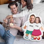 Personalized Funny Face Photo Human-shaped Throw Pillow with Name Home Decor Valentine's Day Housewarming Gift for Couple Him Her