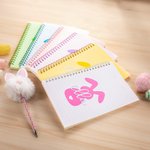 Personalised Cute Bunny Name A5 Spiral Notebook and Pom Puff Pen Set with 156 Lined Pages Birthday Easter Gift for Boys Girls