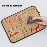Personalisierte Bunte Wortwolken Laptoptasche mit Namen Notebook Laptop Hülle Geburtstag Geschenk für Damen Herren