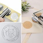 Personalised Cute Hedgehog Fox Animals Design Embossing Stamp Hand-held Embosser with Name Birthday Book Club Gift for Bookworms Kids