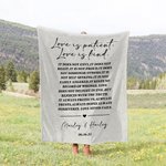 Manta personalizada Love Is Patient con nombres San Valentín Regalo de boda para recién casados