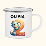 Taza esmaltada con nombre personalizada Fantasía Unicornio Dinosaurio Dibujos animados Número 12oz Día del niño Vuelta al cole Regalo para niños Niñas