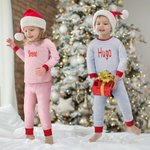 Conjunto de pijamas personalizados suaves a rayas de navidad con nombre bordado regalo de Navidad para niños
