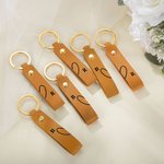 Personalisierte PU Leder Interlocking Herz Schlüsselanhänger mit Initial Satz von 2 Valentinstag Jahrestag Geschenk für Paar