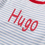 Conjunto de pijamas personalizados suaves a rayas de navidad con nombre bordado regalo de Navidad para niños