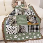 Personalisierte Multicolor Paw Prints Hund Katze Fotos Fransen weiche Decke mit Namen Home Decor Memorial Sympathie Haustier Verlust Geschenk für Tierliebhaber