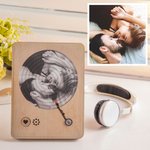 Tocadiscos de madera con foto personalizada reproduciendo tu canción favorita regalo para aniversarios y San Valentín para parejas
