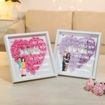 Personalized Cartoon Couple Hugging Love Rose Paper Flower Shadow Box Frame with Name Valentine's Day Anniversary Gift for Couple