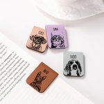 Segnalibro magnetico in pelle PU personalizzato con muso del cane o del gatto e nome regalo per amanti degli animali e dei libri