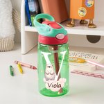 Borraccia personalizzata con animali adorabili da 475 ml con nomi e cannuccia in silicone regalo del ritorno a scuola per bambini