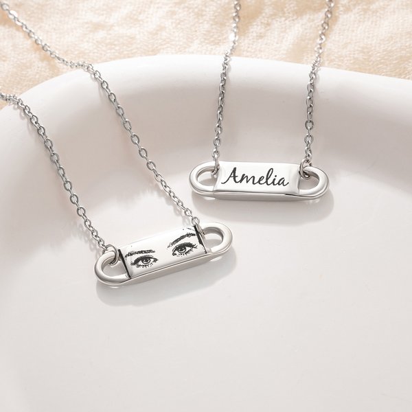 Personalized Unique Eyes Name Necklace Dainty Jewelry Birthday Anniversary Valentine's Day Gift for Women
