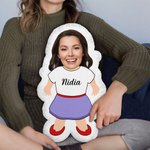 Personalized Funny Face Photo Human-shaped Throw Pillow with Name Home Decor Valentine's Day Housewarming Gift for Couple Him Her