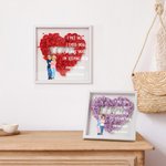 Personalized Cartoon Couple Hugging Love Rose Paper Flower Shadow Box Frame with Name Valentine's Day Anniversary Gift for Couple