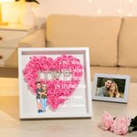 Personalized Cartoon Couple Hugging Love Rose Paper Flower Shadow Box Frame with Name Valentine's Day Anniversary Gift for Couple