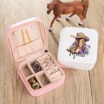 Personalisierte Geburt Blume Western Cowgirl Hut Stiefel Design Leder-Schmuck-Box mit Namen Portable Travel Accessories Geburtstagsgeschenk für Frauen