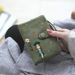 Personalized Graduate Character Birth Flower Butterfly Leather Tri-folded Wristlet Wallet with Name and Card Holder Birthday Graduation Gift for Women