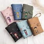 Personalized Graduate Character Birth Flower Butterfly Leather Tri-folded Wristlet Wallet with Name and Card Holder Birthday Graduation Gift for Women