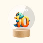 Personalizada Fantasía Unicornio Dinosaurio Dibujos animados Número LED Luz de Noche con Nombre y Base de Madera Decoración de Guardería Cumpleaños Baby Shower Regalo para Niños