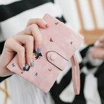 Personalized Graduate Character Birth Flower Butterfly Leather Tri-folded Wristlet Wallet with Name and Card Holder Birthday Graduation Gift for Women