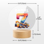 Personalizada Fantasía Unicornio Dinosaurio Dibujos animados Número LED Luz de Noche con Nombre y Base de Madera Decoración de Guardería Cumpleaños Baby Shower Regalo para Niños