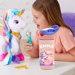 Personalisierte Fantasy Einhorn Dinosaurier Zahl 12oz isolierte Wasserflasche mit Griff und Silikon-Stroh Kindertag zurück zu Schule Geschenk für Kinder