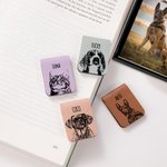 Segnalibro magnetico in pelle PU personalizzato con muso del cane o del gatto e nome regalo per amanti degli animali e dei libri