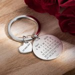 Personalisierter Runder Foto Kalender Schlüsselanhänger mit Herz Initialen Text Gravur Valentinstag Jahrestag Geschenk für Paare